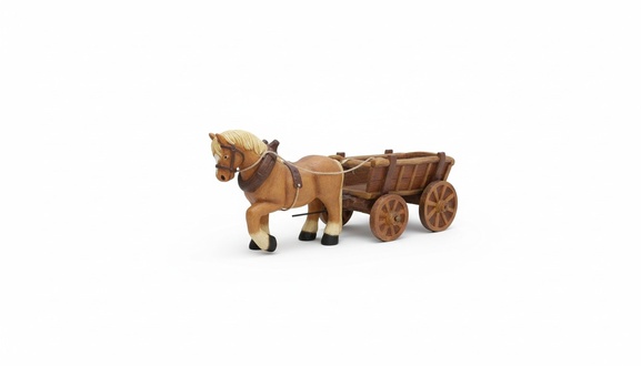 Decorative sculpture designed as horse with carriage figure 144cm length