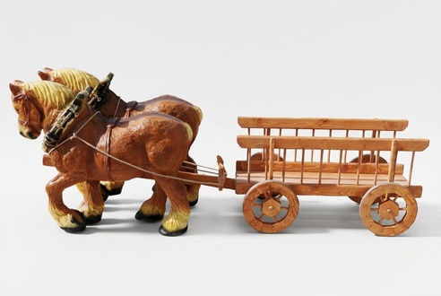 Horses with carriage figure decorative statue sculpture 200cm length