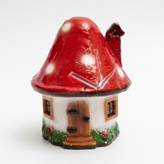 Colorful decor figure of a house made of amanita mushroom 45cm
