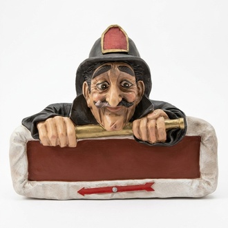 Fireman holding no exit decorative colorful plate figure 40x46cm B283