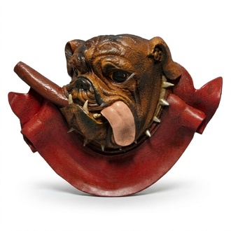 3D decorative no smoking tablet with a bulldog figurine 30cm height B219
