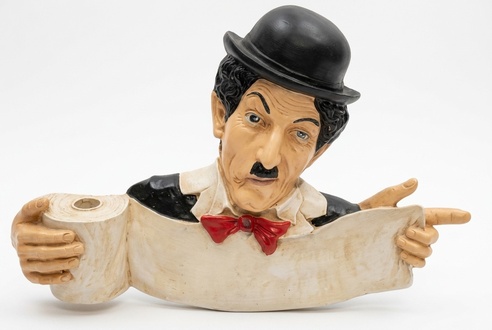 Decorative sculpture designed as a man holding toilet plate 45x70cm B191