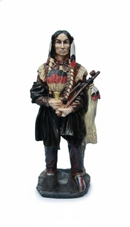 Red indian on a stone decorative figure in a black traditional suit 73cm