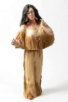 Red indian dancing female figure in a traditional brown colored suit 85x40cm