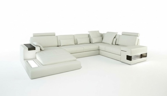 Design Leather Sofa Couch Upholstered Living Landscape XXL Big Corner Sofa Corner with USB