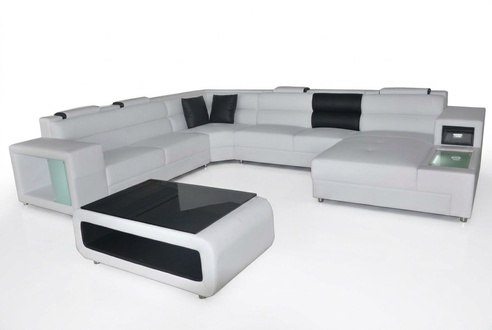 Design Leather Cushion Corner Leather Seat Sofa USB Cushion Corner Living Landscape Room