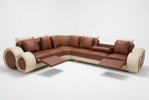 Design Leather Cushion XXL Seat Room Sofa with USB Design Corner Sofa Set New
