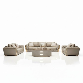 Design living area sofa set 3 + 2 seater leather sofa living room Chesterfield