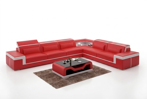 Design Living Room Corner Sofa Furniture Corner Couch Leather Upholstery Couch Sofa L Shape + Table