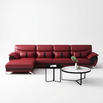 Design Living Room Leather Upholstery Corner Sofa Couch Sofa L Shape Living Landscape