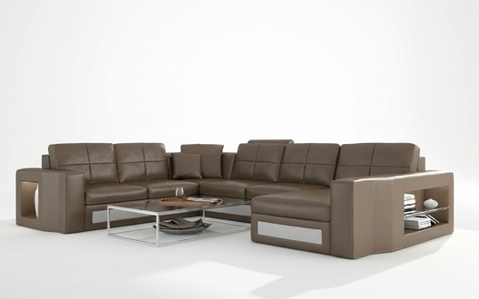 Design Living Area Leather Sofa Corner Sofa Corner Couch Upholstered Sofa Corner USB + LED
