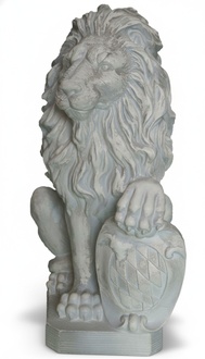 Full white colored garden decorative sculpture designed as a lion guardian 53x33x25cm