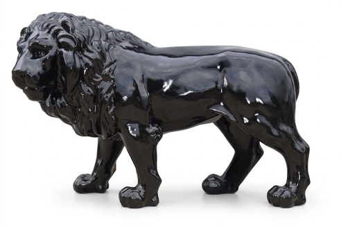 Full black painted decorative lion figure sculpture 190cm length C588