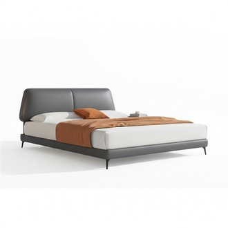 Design Luxury Double Hotel Beds Marriage Leather Luxury Bedroom Bed Cushion New