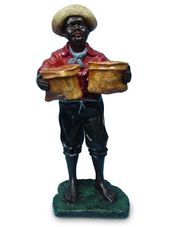 Decorative sculpture designed as boy gardener with two bags 100cm B189