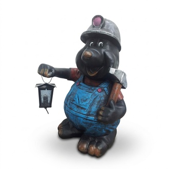 Decorative light sculpture designed as a happy mole miner with a lamp 70cm