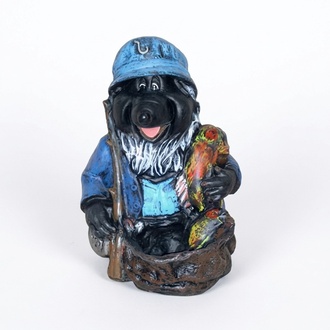 Decorative sculpture designed as a colorful old mole with a fish 45 cm