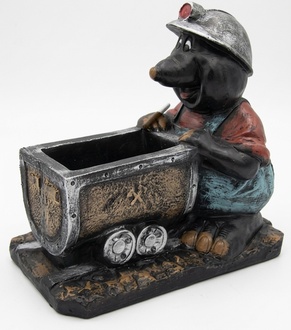 Decorative sculpture designed as black colored mole miner 52 x 41 cm sizes