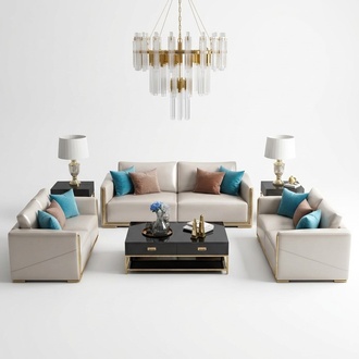 Design metal couch sofa upholstery set seat couch 3+2 leather