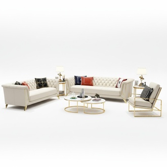 Design metal couch sofa upholstery set seat couch 3+1+1 Chesterfield leather
