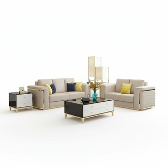 Design Metal Leather Sofa Couch Set Set Seat Upholstery 3+2+2 Seater Couches