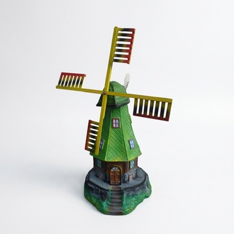 Decorative sculpture designed as a traditional colored green mill 85cm
