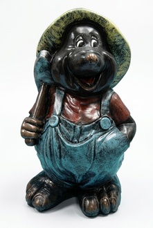 Full black matte colored decorative sculpture of mole miner 75cm height c161
