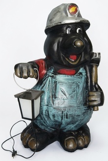 Light designed as decorative black colored mole miner figure 77cm height C220