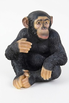 Black original colored decorative garden sculpture designed as a sitting monkey 51x46x40cm