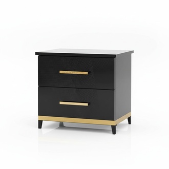Modern style luxury bedside gloss table with 2-sliding drawers, italian furniture