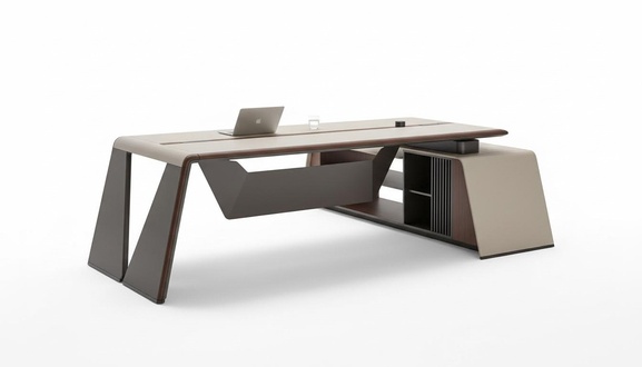 Design office desk table armchair furnishing corner table with chair 2 parts. New