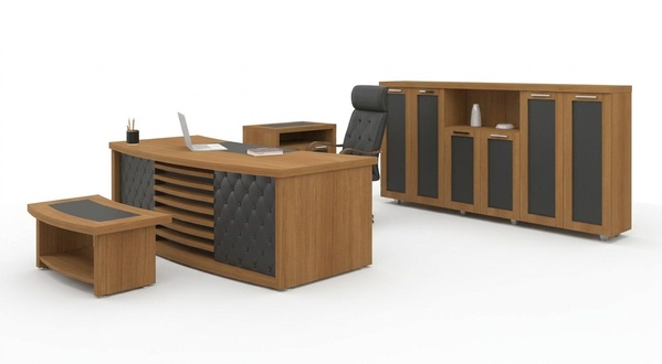 Design office set luxury wood furniture desk cabinet furnishings 4pcs