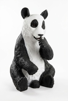 Natural black white colored decorative sculpture designed as a sitting panda 135x80x85cm