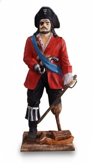 Decorative colorful sculpture designed as standing pirate 96x37cm B424