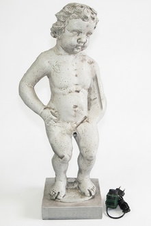 Decorative pond pump designed as a bronze colored naked boy figure 66cm