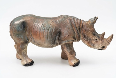 Decorative sculpture designed as an original colored grey rhino 37x73x25cm