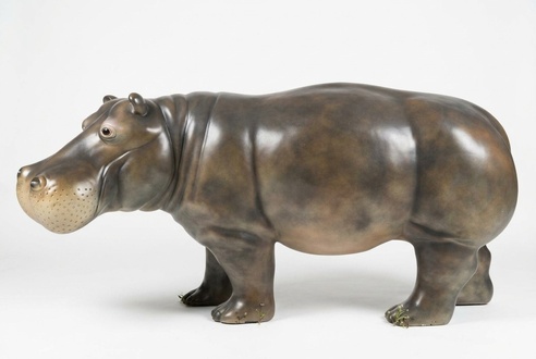 Decorative garden sculpture of a gloss hippopotamus figurine 171cm length
