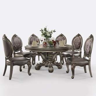 Design Round Table 6x Chairs Dining Room Seat Upholstery Round Tables Set Wood