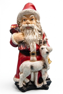 Christmas decorative sculpture designed as santa claus with a white fawn 88cm