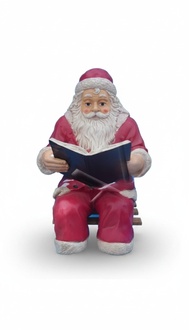 Christmas decorative sculpture designed as santa claus on a bench reading a book 110cm