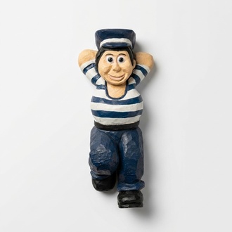 Original colored decor figure designed as a resting sailor 75cm
