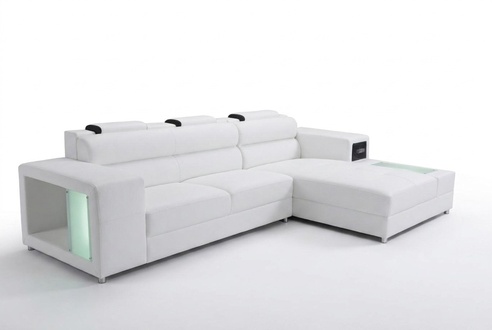 Design Leather Upholstered Corner Leather Corner Landscape Room New Living Sofa + USB