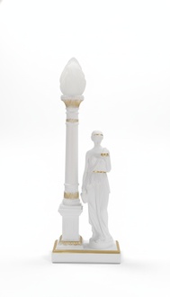 Design antique style greek sculpture of woman & column style table lamp, model - 6896