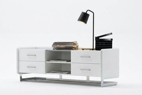 Design Sideboard RTV TV Cabinet Chest of drawers Lowboard Leather White Chests of drawers
