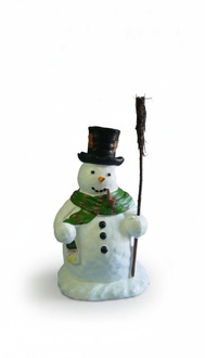 Christmas decorative sculpture designed as a standing snowman with a broom 85cm