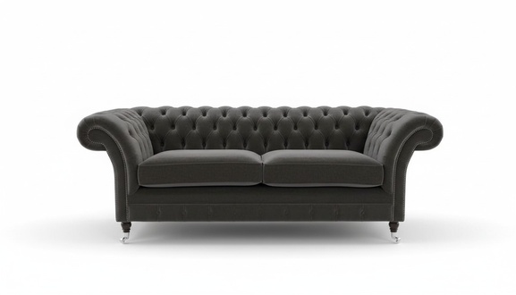 Design sofa 3 seater couch Chesterfield upholstery seat set leather textile brown