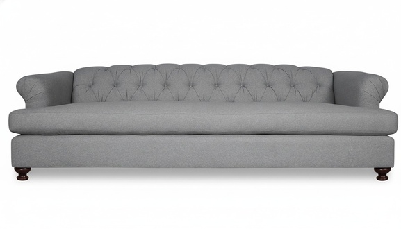 Chesterfield Sofa 3-Seater Modern Style Grey Textile Fabric Padded Comfortable Couch