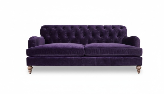 Sofa 3-Seater Chesterfield With Buttons Purple Textile Fabric Comfortable Couch New