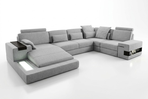 Design Sofa Corner Sofa + USB Couch Set Upholstered Corner Seating Sofa Living Area