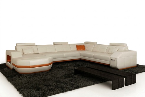 Design Sofa Couch Upholstered Living Room Landscape Corner Sofa Corner Couch Leather PH300 O/B New